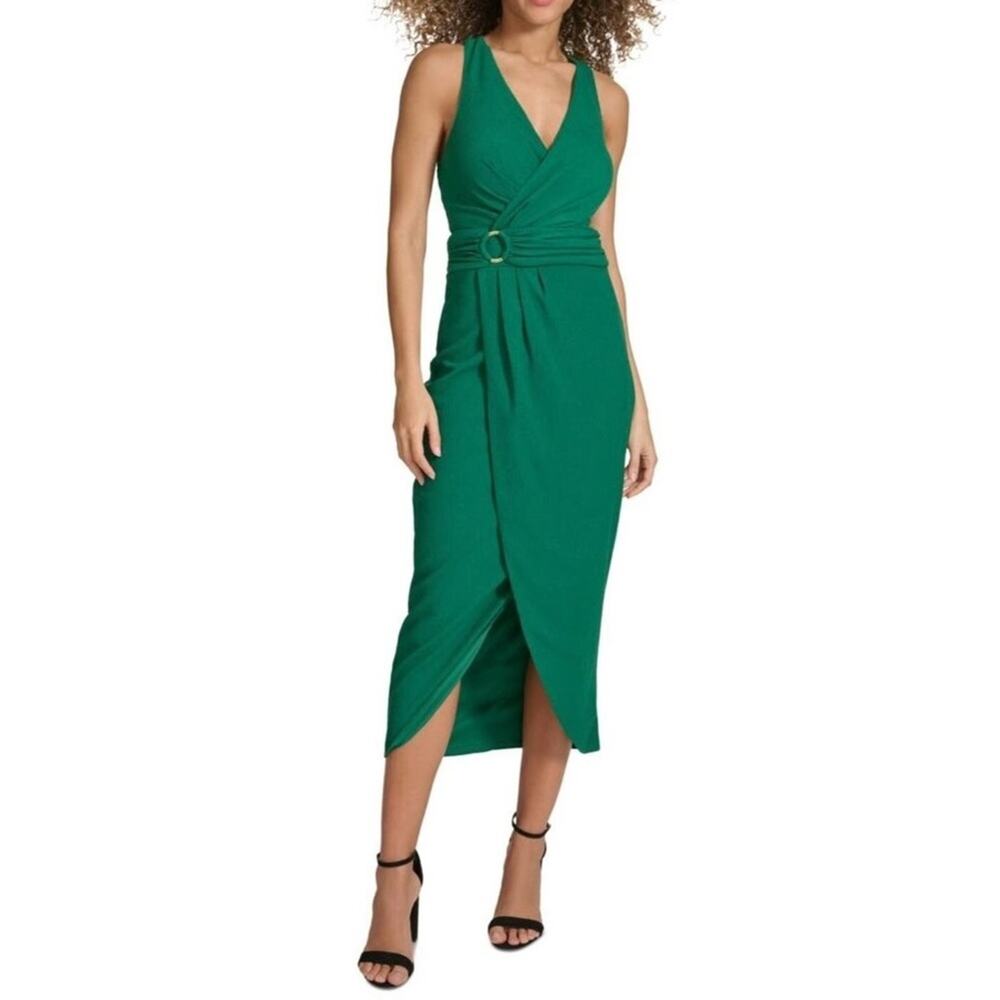 Siena Women's Faux-Wrap Midi Dress Green